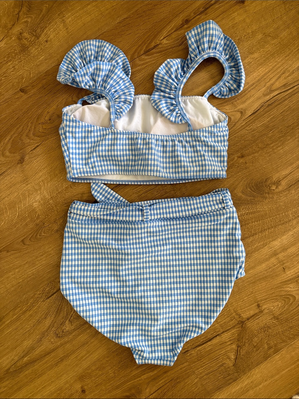 Albion Fit Blue Gingham Check Swim Set Medium - Picture 2 of 5
